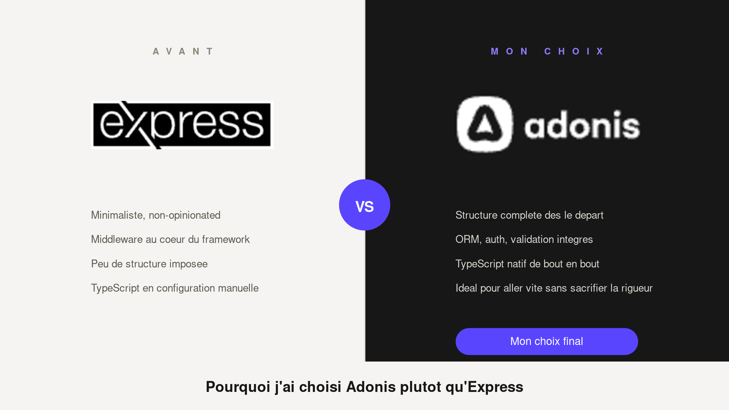 AdonisJS vs Express : le meilleur choix Node.js en 2026 ?